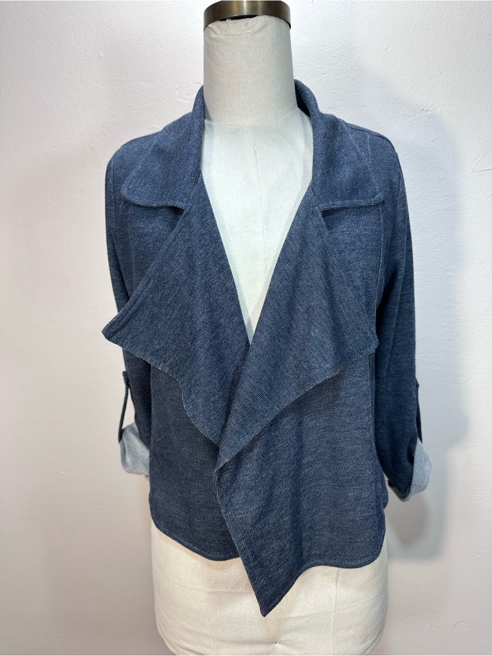 Anthropologie Dolan Open-Front Draped Cardigan Sweater in Slate Blue